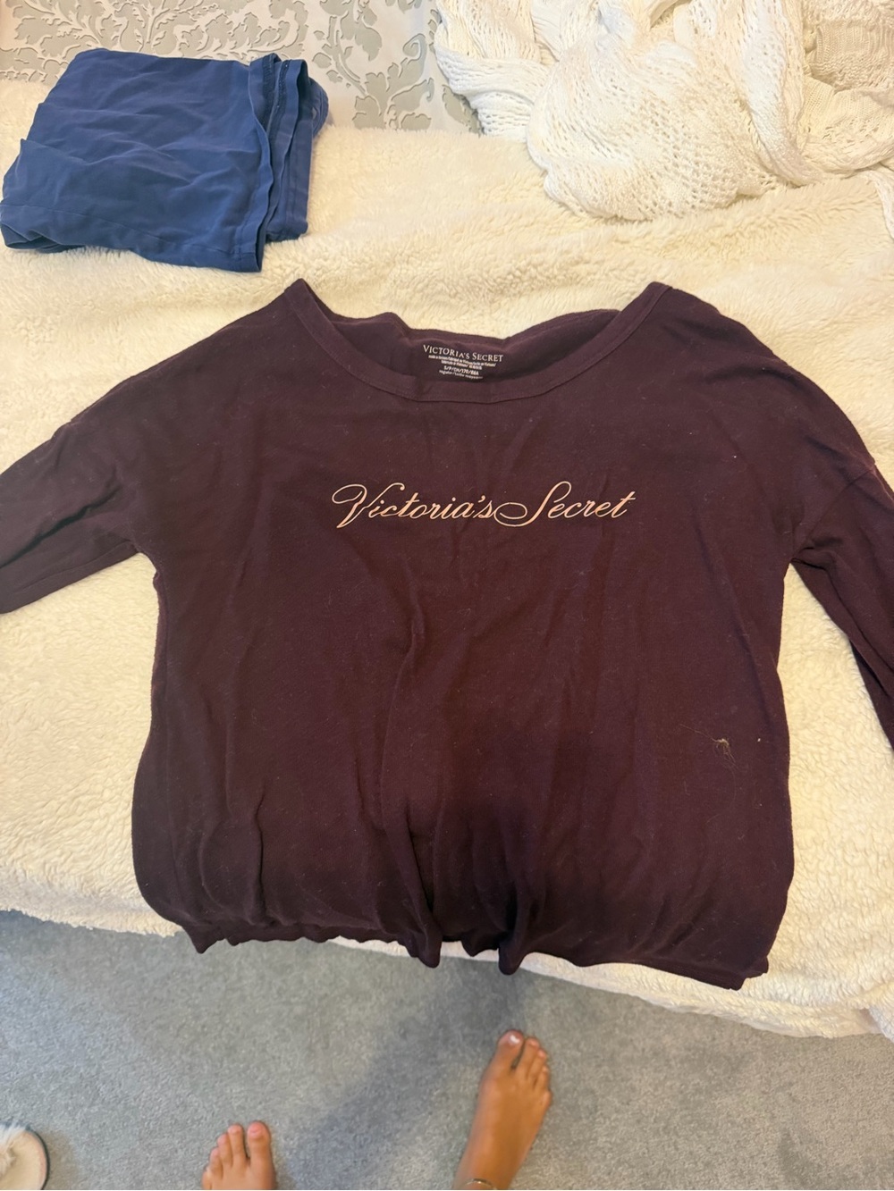 Victoria's Secret Plum Long Sleeve Script Logo Top